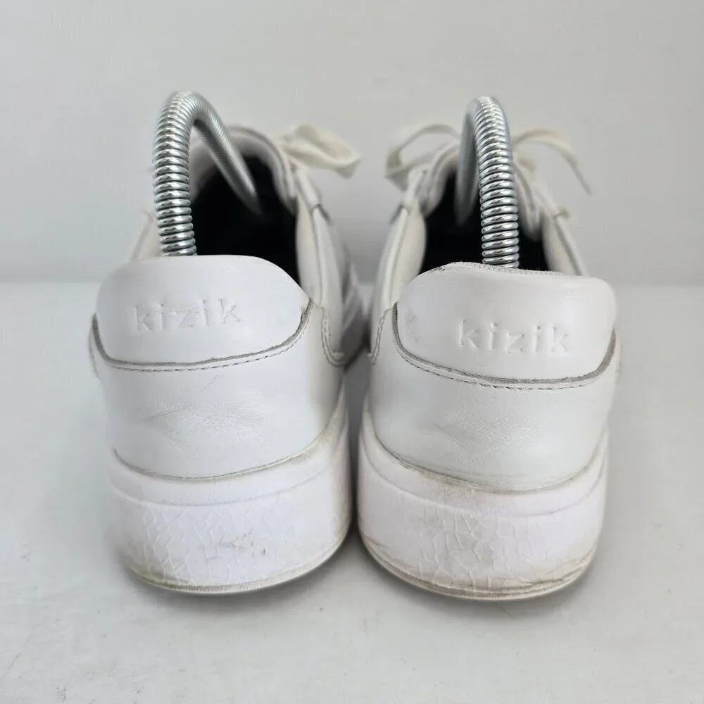 Kizik | Vegas triple white leather sporty slip-on sneakers | WMS 8.5